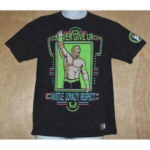 WWE John Cena Mens Neon Green/Black Never Give Up  Authentic T-Shirt Size M